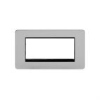 Soho Lighting Brushed Chrome Flat Plate Double Data Plate 4 Modules Blk Ins Screwless