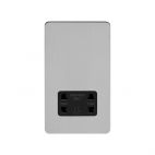 Soho Lighting Brushed Chrome Flat Plate Shaver Socket 230/115V Plate Blk Ins Screwless