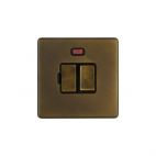 Soho Lighting Vintage Brass 13A Double Pole Switched Fused Connection Unit (FCU) With Neon