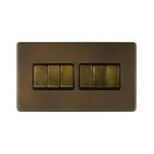 Soho Lighting Vintage Brass 10A 6 Gang 2 Way Switch