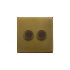 Soho Lighting Old Brass 2 Gang 2 Way Intelligent Trailing Dimmer Switch 150W LED (300w Halogen/Incandescent)