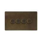 Soho Lighting Vintage Brass 4 Gang 2 Way Intelligent Trailing Dimmer Switch 150W LED (300w Halogen/Incandescent)