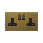 Soho Lighting Old Brass 2 Gang Double Pole Socket 13A