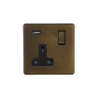 Soho Lighting Vintage Brass Single Pole 1 Gang USB Socket