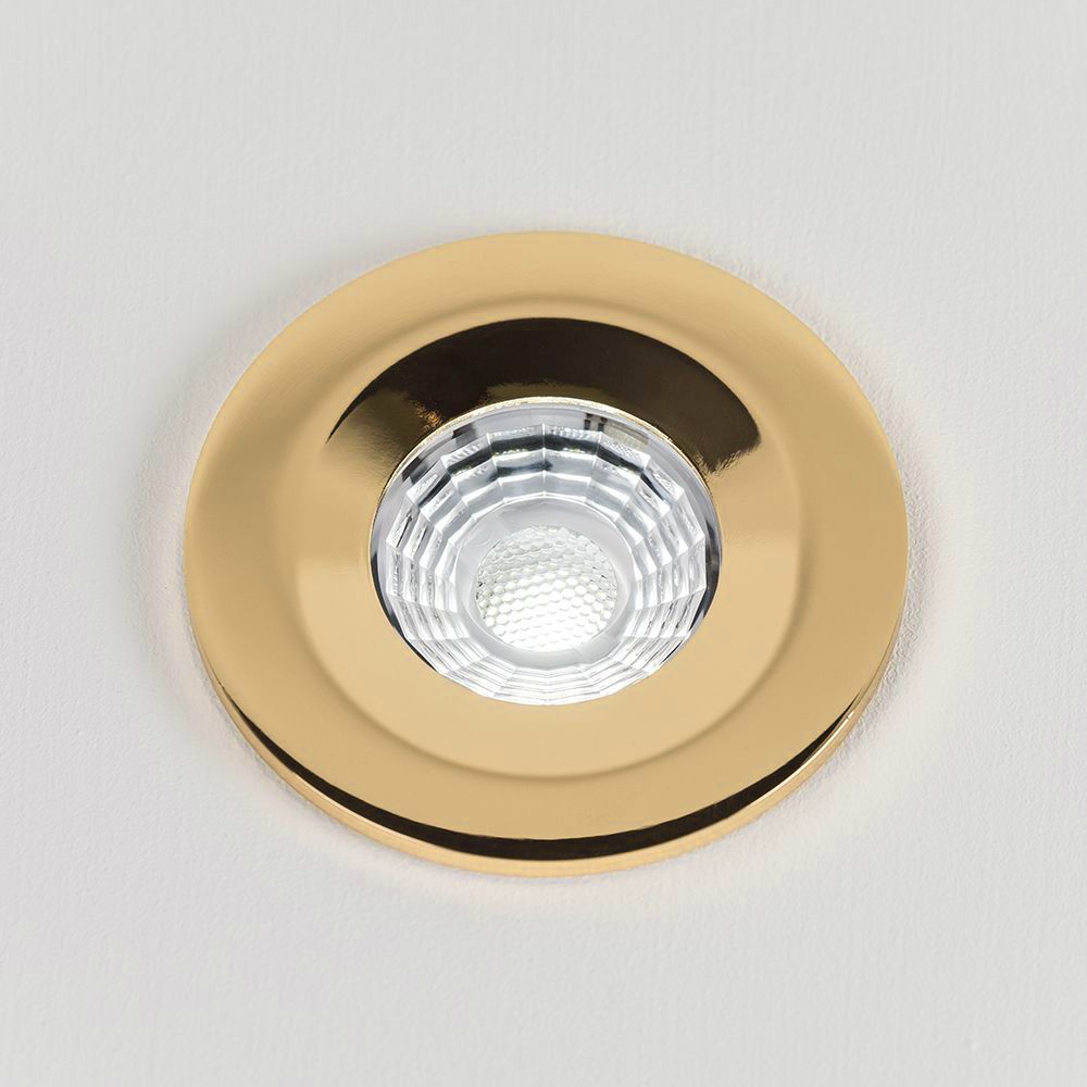 Polished Brass Downlights LED Fire Rated Fixed LED IP65 Dimmable Elesi