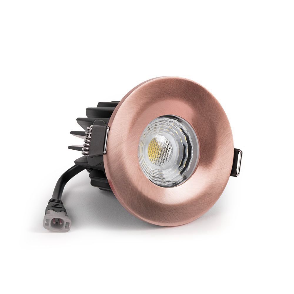 Brushed Copper Downlights LED Fire Rated Fixed LED IP65 Dimmable Elesi