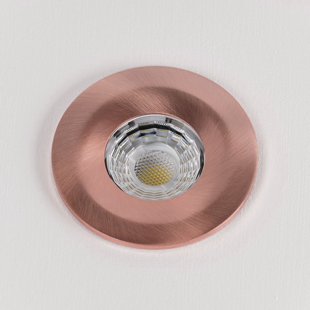 Brushed Copper Downlights LED Fire Rated Fixed LED IP65 Dimmable Elesi