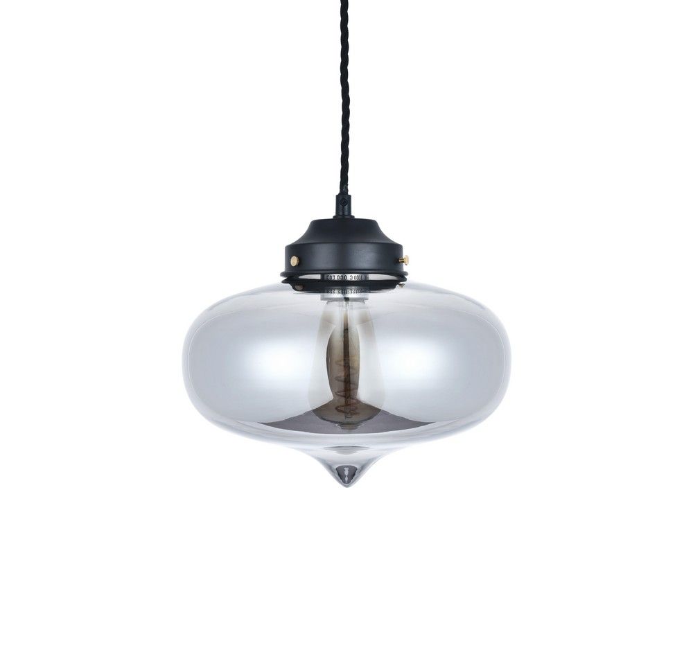 Goslett Smoked Blown Glass Fish Bowl Pendant Light Elesi