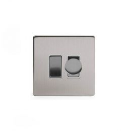 Soho Lighting Brushed Chrome dimmer and rocker switch combo Wht Ins Screwless (2 Way Switch & Trailing Dimmer)