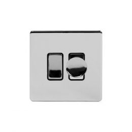 Soho Lighting Polished Chrome dimmer and rocker switch combo Blk Ins Screwless (2 Way Switch & Trailing Dimmer)