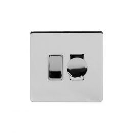 Soho Lighting Polished Chrome dimmer and rocker switch combo Wht Ins Screwless (2 Way Switch & Trailing Dimmer)