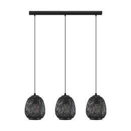 EGO Lighting Debly Triple Black Wicker Pendant Light