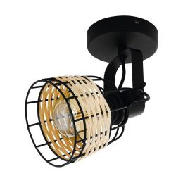 Eglo ANWICK 1 Matte Black & Wicker Spotlight