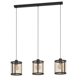 EGO Lighting Verdant Triple Black & Brass Caged Pendant Light