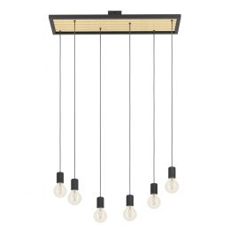 Eglo CONSETT Matte Black & Wood 6 Lamp Pendant Light
