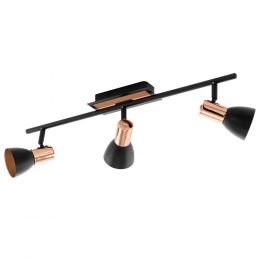 Eglo BARNHAM Black & Copper Triple Adjustable Spotlight Rail