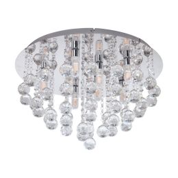 EGLO Almonte IP44 Chrome & Crystal Bathroom Ceiling Light