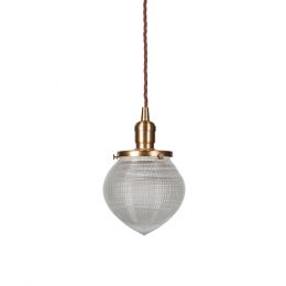  The Hollen Acorn Brass Prismatic Glass Arts and Crafts Style Pendant Light