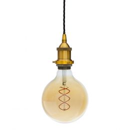 Soho Lighting Antique Gold Decorative Bulb Holder with Black Twisted Cable