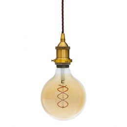Soho Lighting Antique Gold Decorative Bulb Holder with Brown Twisted Cable