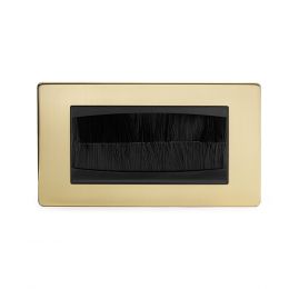 Soho Lighting Brushed Brass 2 Gang 4 Module Brush Plate Blk Ins Screwless