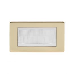 Soho Lighting Brushed Brass 2 Gang 4 Module Brush Plate Wht Ins Screwless