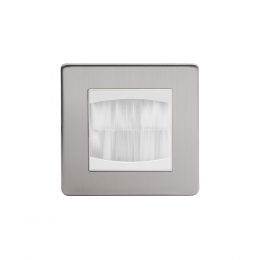 Soho Lighting Brushed Chrome 1 Gang 2 Module Brush Plate Wht Ins Screwless
