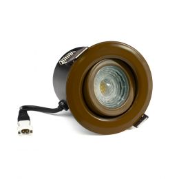 Brown 3K Warm White Tiltable LED Downlights, Fire Rated, IP44, High CRI, Dimmable