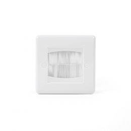 Lieber Silk White 1 Gang 2 Module Brush Plate - Curved Edge