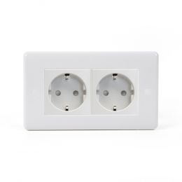 Lieber Silk White 2 Gang 16A European Schuko Socket - Curved Edge