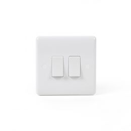 White ST Range 10A 2 Gang 2 Way Switch 