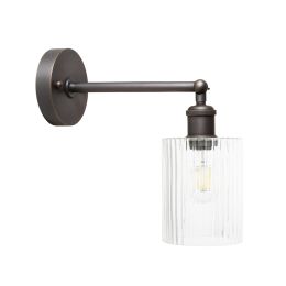 Henley Cylinde Petite Ribbed Glass and Bronze Wall Light