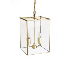 London Lantern Pendant Crossbar Small Brass