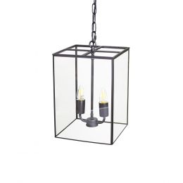 Soho Lighting London Lantern Pendant Crossbar Small Matt Black