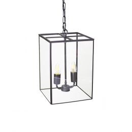 London Lantern Pendant Crossbar Small Matt Black