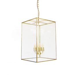 Soho Lighting London Lantern Pendant Crossbar Large Brass