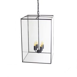 Soho Lighting London Lantern Pendant Crossbar Large Matt Black