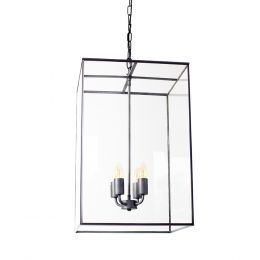 London Lantern Pendant Crossbar Large Matt Black