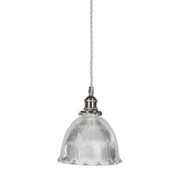 D'Arblay Nickel Scalloped Prismatic Glass Dome French Style Stairwell Pendant Light