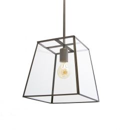 Soho Lighting London Geotrapeze Metal Glass Lantern Pendant Light Small Blackened Brass