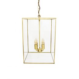 London Lantern Pendant Light Crossbar Medium Brass