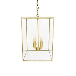 London Lantern Pendant Light Crossbar Medium Brass