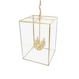 Soho Lighting London Lantern Pendant Light Crossbar Medium Brass