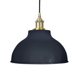 Navy Blue and Antique Brass Pendant Light