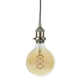 Soho Lighting Brushed Chrome Decorative Bulb Holder with Dark Grey Twisted Cable