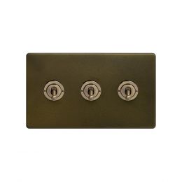 Soho Lighting Bronze 20A 3 Gang 2 Way Toggle Switch Screwless