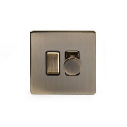 Soho Lighting Antique Brass Dimmer and Rocker Switch Combo Blk Ins Screwless (2 Way Switch & Trailing Dimmer)