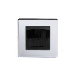 Soho Lighting Polished Chrome 1 Gang 2 Module Brush Plate Blk Ins Screwless