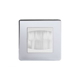 Soho Lighting Polished Chrome 1 Gang 2 Module Brush Plate Wht Ins Screwless