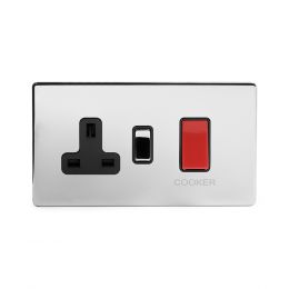 Polished Chrome 40A Cooker control With Black insert